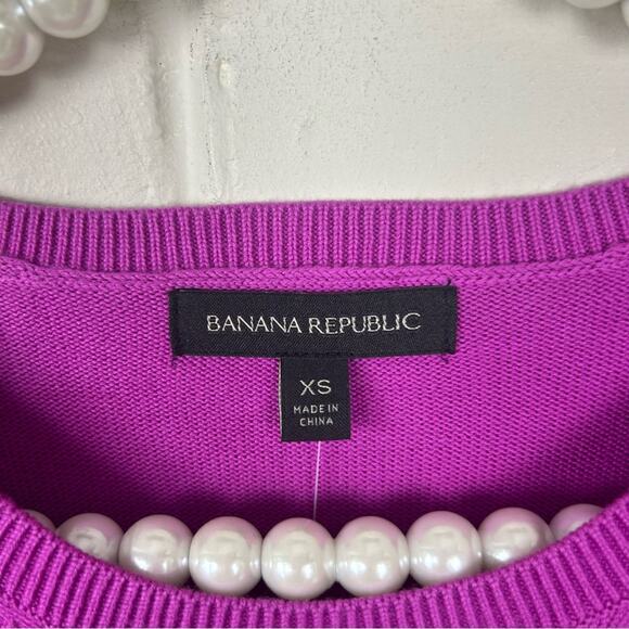 NWT Banana Republic Pink Purple Knit Pom Detail Short Sleeve Sweater Size XS - Picture 6 of 9